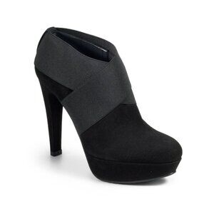 Stuart Weitzman Size 9 Kilgore Black Suede Platform Booties High Heel Almond Toe